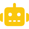 Yellow robot head icon with two square eyes and a straight-line mouth.