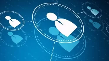 Network of outlined user icons connected in a digital space.