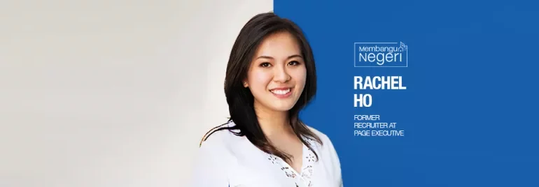 Person smiling with a blue background and text stating former recruiter at Page Executive.