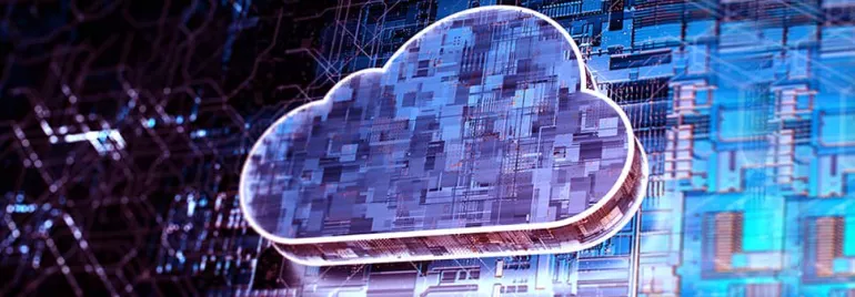 Digital cloud illustration with circuit board design