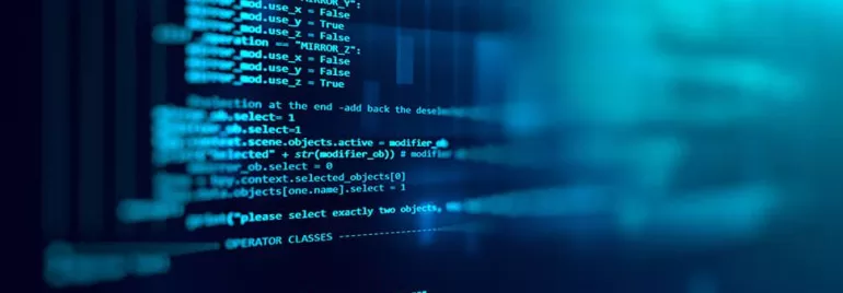 Close-up of computer code on a blue screen