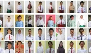 A grid of 36 portraits of students wearing school uniforms.