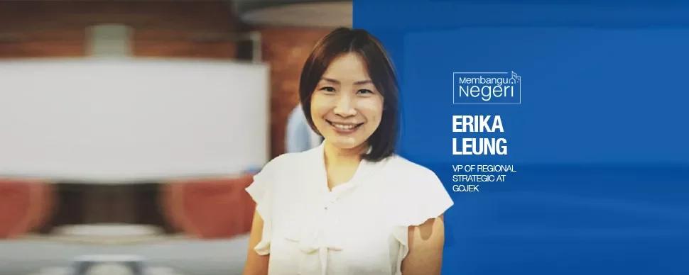 Person smiling with text highlighting regional strategy role at Gojek.