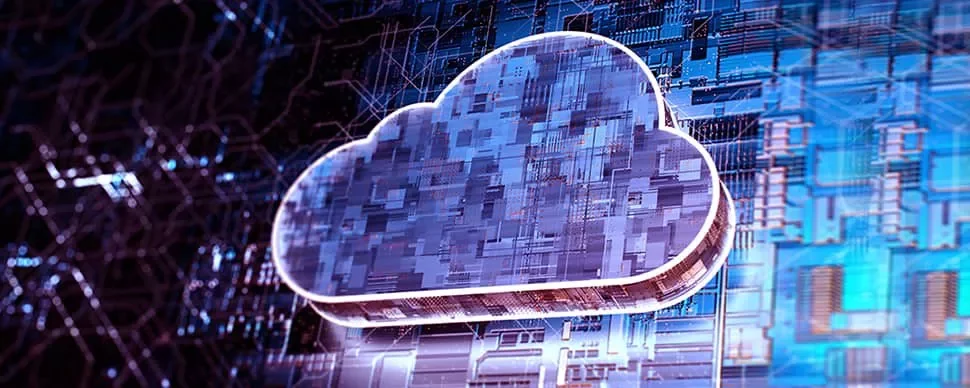Digital cloud illustration with circuit board design